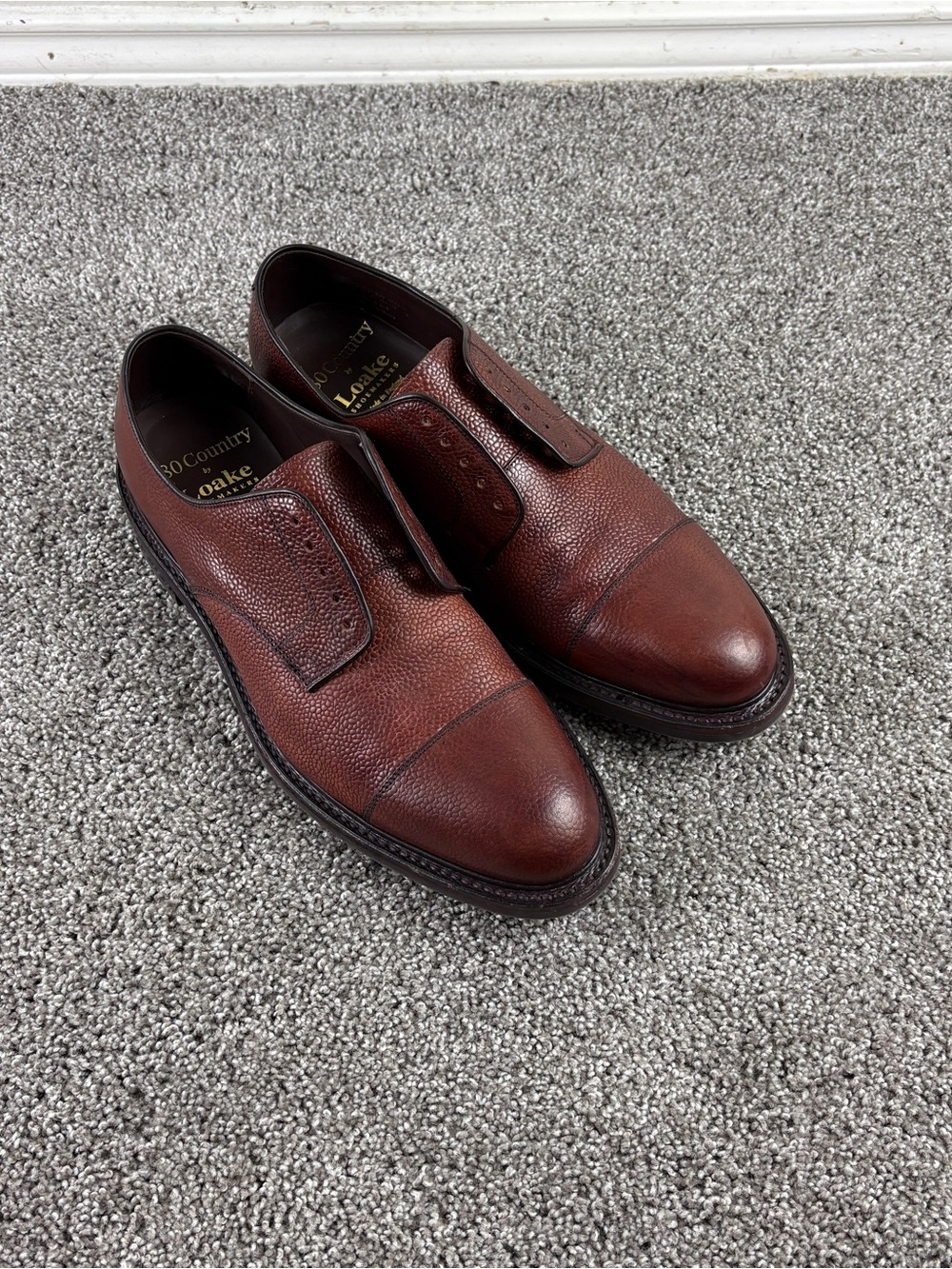Loake 1880 England Stamford British Tan Pebble Grain Derby Dress Shoes US 10
